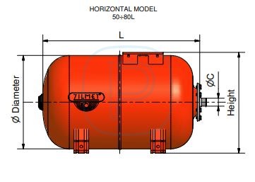 Réservoir à vessie ZILMET 100 L Horizontal 10 Bars